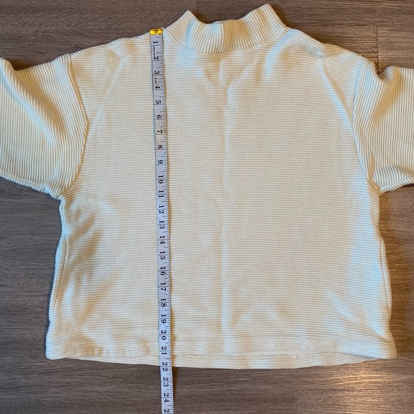 Madewell Knit Sweater ribbed cream mock neck with pockets 100% cotton size S - Picture 6 of 6
